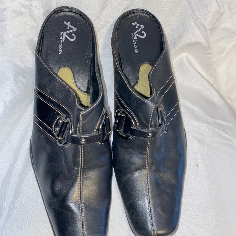 A2 By Aerosoles Women’s Black Leather Slip-on shoe